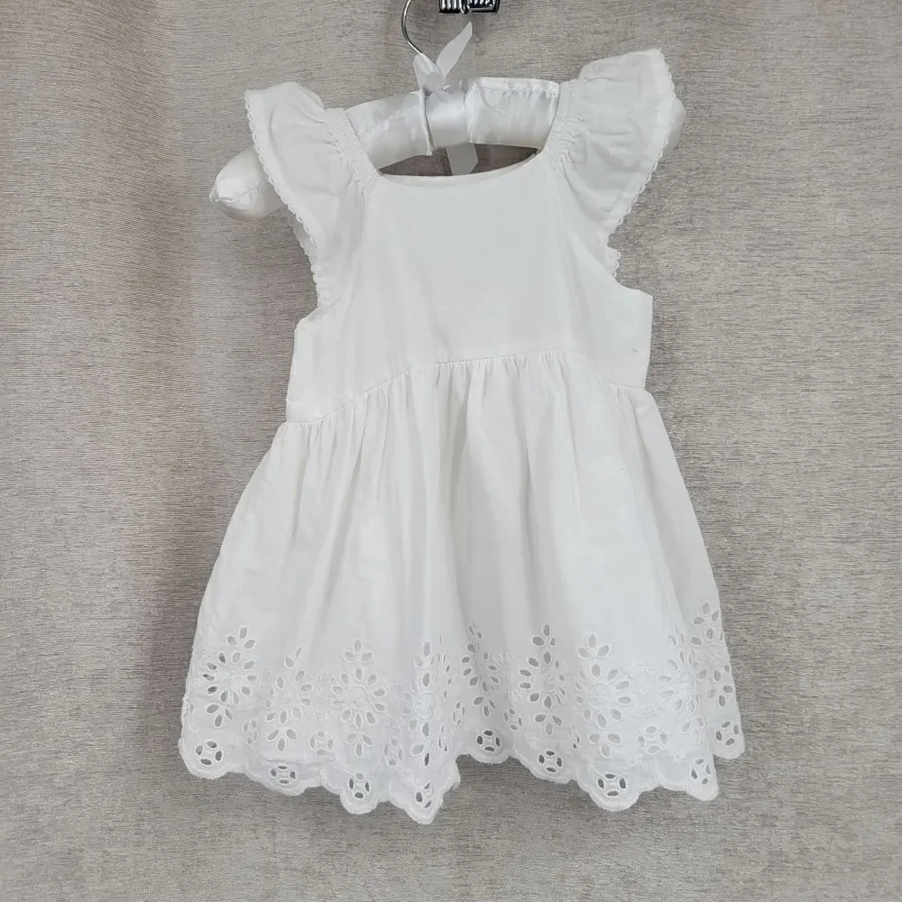 Baby Gap White Eyelet Dress / Blouse Cotton Girls Infant Size 6-12mo